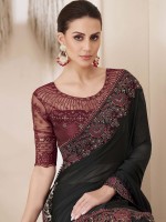 Black Chiffon Silk Saree